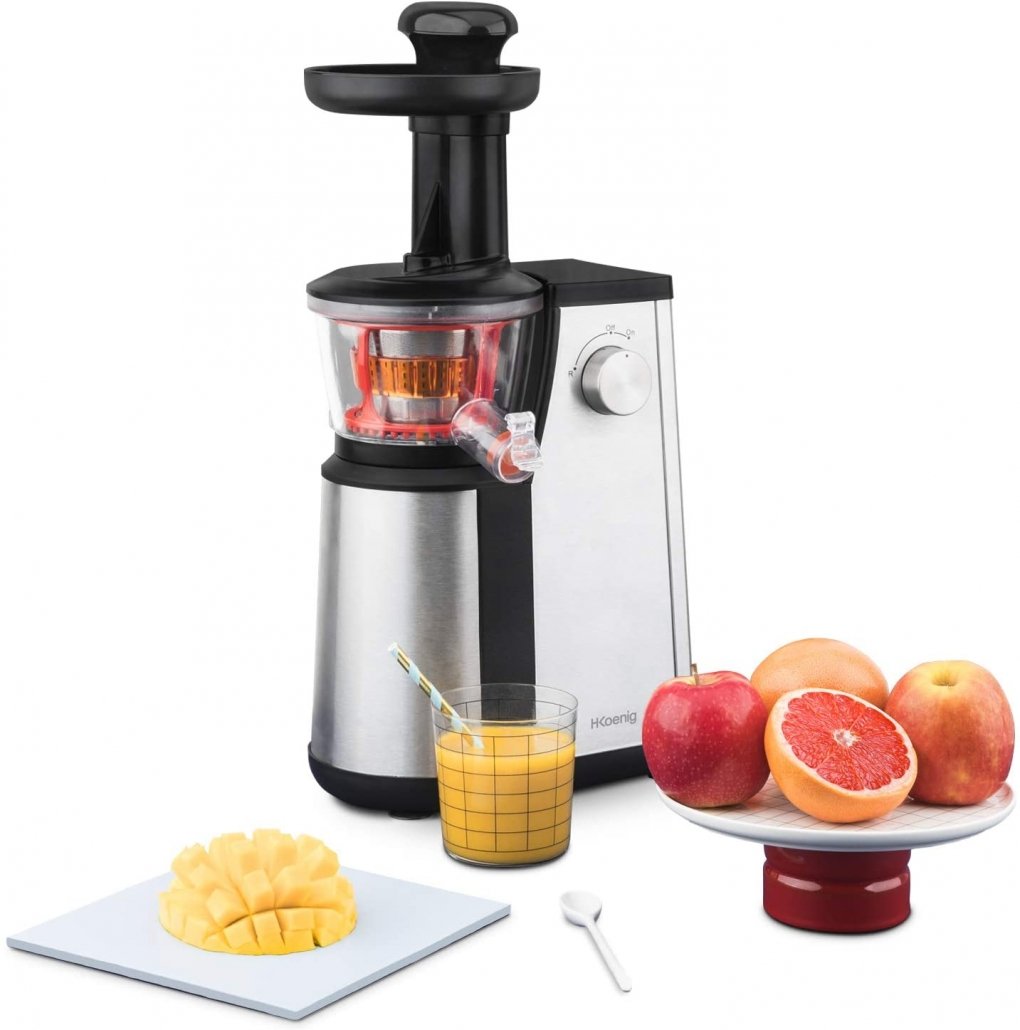 FEZEN Slow Juicer arancione Estrattore di succo di frutta e verdura con motore silenzioso caraffa per succhi e spazzola per la pulizia funzione inversa 